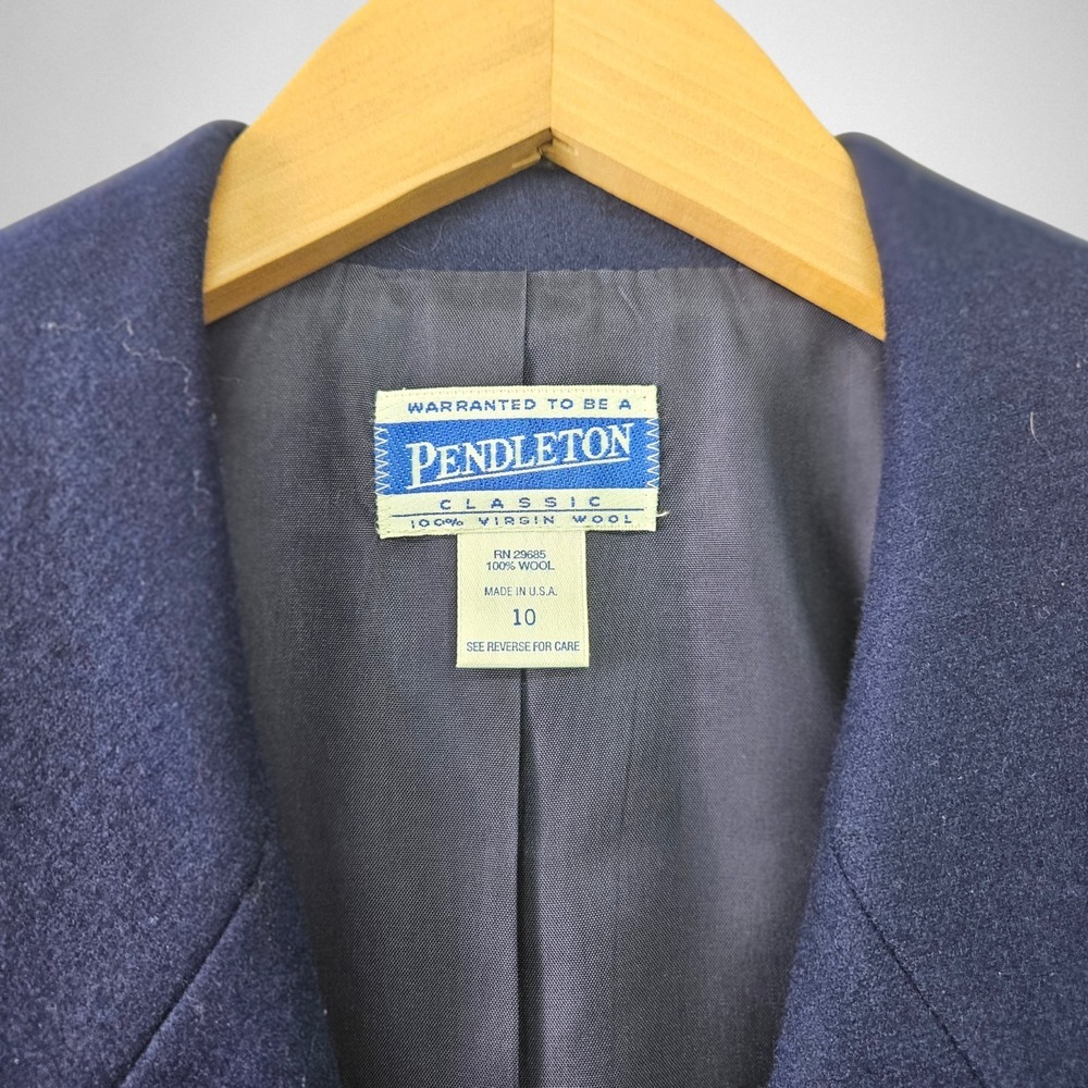 Pendleton Wool‎ Blazer Women 10 Navy USA Made Tailored Old Money Office Jacket - Picture 3 of 11